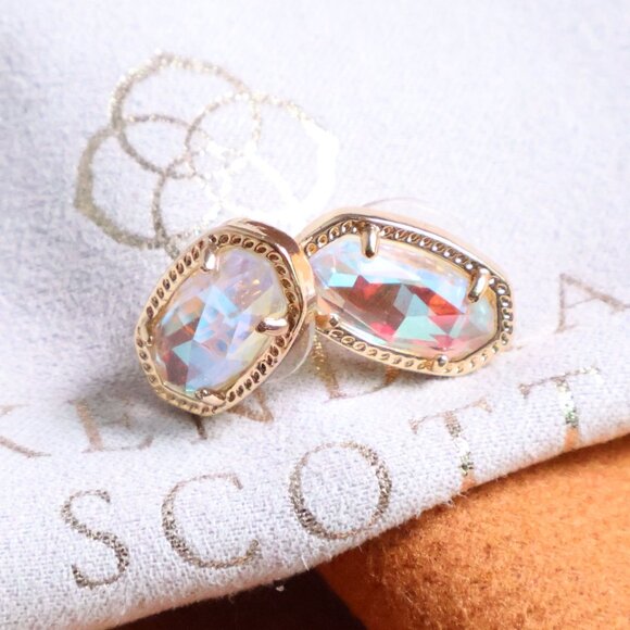 Kendra Scott Ellie Dichroic Glass Stud Earrings Gold - Picture 2 of 2